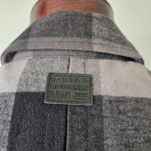 G STAR RAW Grey And Black Plaid Fitted Cotton Jacket. Size XS - Picture 10 of 16